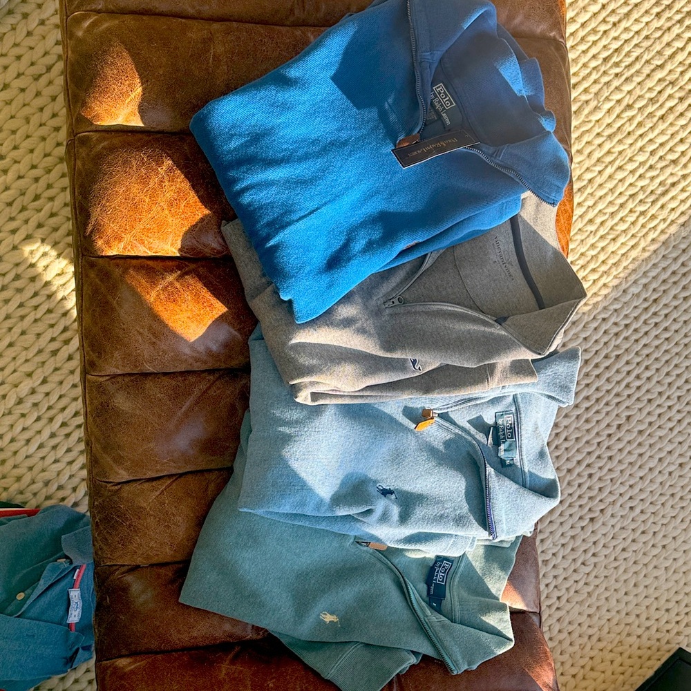 4 long sleeve collard half zip sweaters